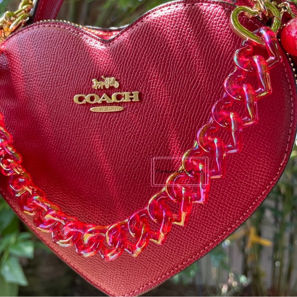 Red Coach Heart Crossbody CE652 Mini Nolita Bag Charm Heart Cherry Print BUNDLE - Picture 3 of 14